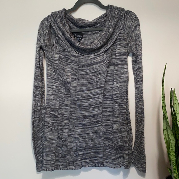 Grey cowl neck knit sweater - Picture 1 of 13